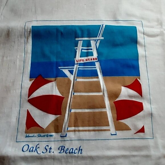 Oneita Womans White T Shirt Sz L Logo Beach Ware New with out tags - Picture 3 of 6